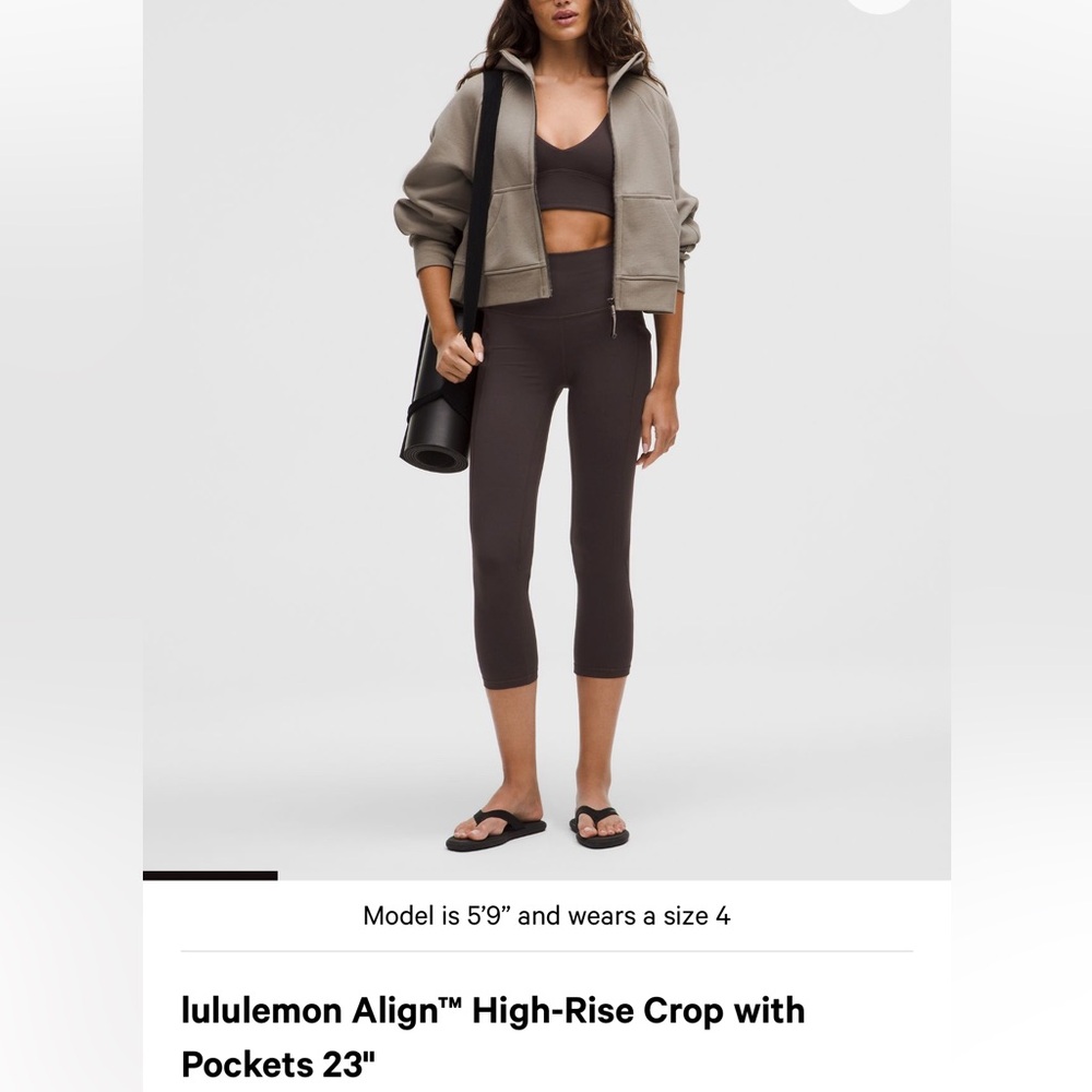 Lululemon Black Align High Rise Crop Leggings with Pockets size 14